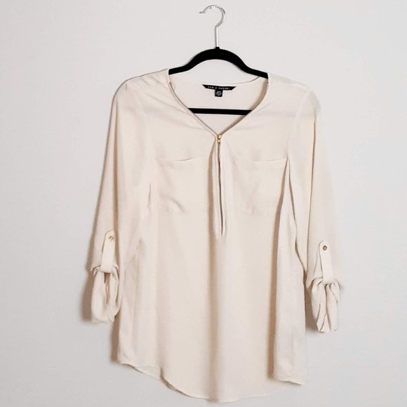 Zac & Rachel Light Beige Long Sleeve Blouse Size M - Picture 1 of 3
